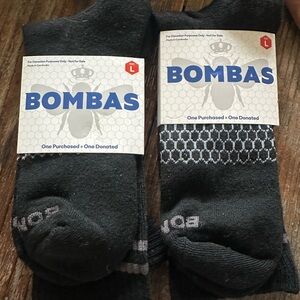 Bombas Black Athletic Ankle Socks with Gray Accent